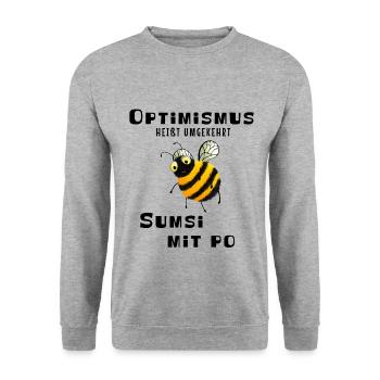Sumsi with Po - optimism - Unisex Sweatshirt - salt & pepper - Front - Alina (178cm) & Michal (187cm)
