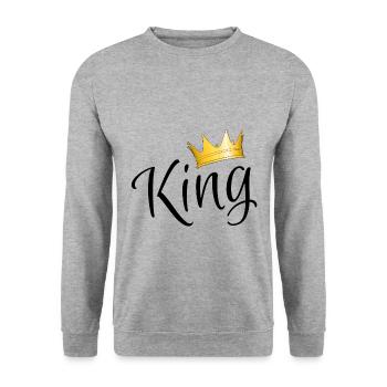 King - king - Unisex Sweatshirt - salt & pepper - Front - Alina (178cm) & Michal (187cm)