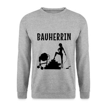 Bauherrin - Unisex Pullover - Weißgrau meliert - Vorne - Alina (178cm) & Michal (187cm)