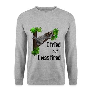 Sweet sloth - I tried but I was tiered - Unisex Sweatshirt - salt & pepper - Front - Alina (178cm) & Michal (187cm)