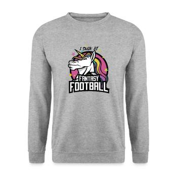 I Suck At Fantasy Football - Fantasy Football Lose - Unisex Pullover - Weißgrau meliert - Vorne - Alina (178cm) & Michal (187cm)