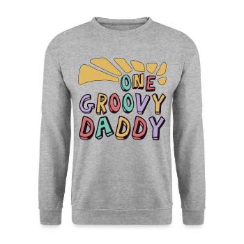 Ein grooviger Papa, Ein toller Papa - Unisex Pullover - Weißgrau meliert - Vorne - Alina (178cm) & Michal (187cm)