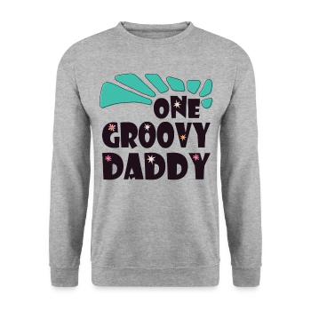 Ein grooviger Papa, Ein toller Papa - Unisex Pullover - Weißgrau meliert - Vorne - Alina (178cm) & Michal (187cm)