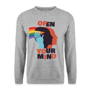 Open Your Mind For The Rainbow - Colorful Fantasy - Unisex Pullover - Weißgrau meliert - Vorne - Alina (178cm) & Michal (187cm)