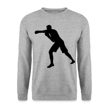 Boxer Schatten - Unisex Pullover - Weißgrau meliert - Vorne - Alina (178cm) & Michal (187cm)