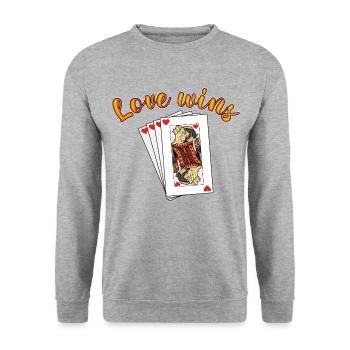 Reine et Roi de Cœur - Sweat-shirt Unisexe - gris chiné - Devant - Alina (178cm) & Michal (187cm)