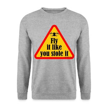 Drohnenpilot lustige Zitate - Unisex Pullover - Weißgrau meliert - Vorne - Alina (178cm) & Michal (187cm)