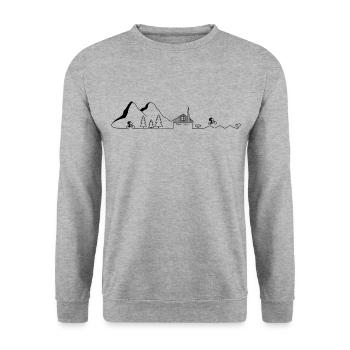 MTB Mountain Bike Cycling Pump or Jump - Unisex Sweatshirt - salt & pepper - Front - Alina (178cm) & Michal (187cm)