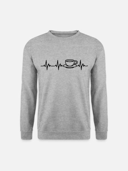 Kaffee Herzschlag - Unisex Pullover - Weißgrau meliert