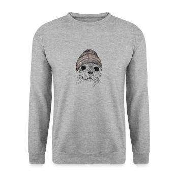 Seal Seal Ole - super mignon - Sweat-shirt Unisexe - gris chiné - Devant - Alina (178cm) & Michal (187cm)