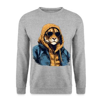 Climats de Mountain Lion Street | Amateurs de - Sweat-shirt Unisexe - gris chiné - Devant - Alina (178cm) & Michal (187cm)