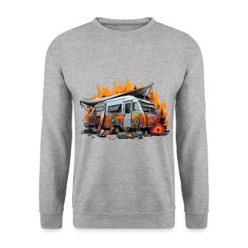 Evening by the Bonfire. Retro holidays. - Unisex Sweatshirt - salt & pepper - Front - Alina (178cm) & Michal (187cm)