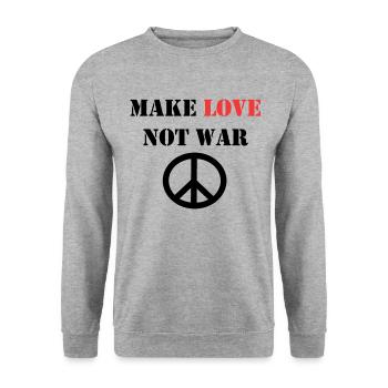 FAITES L’AMOUR PAS LA GUERRE - Sweat-shirt Unisexe - gris chiné - Devant - Alina (178cm) & Michal (187cm)