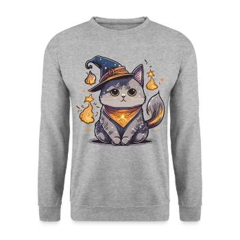 Feline Wizard - Unisex Sweatshirt - salt & pepper - Front - Alina (178cm) & Michal (187cm)