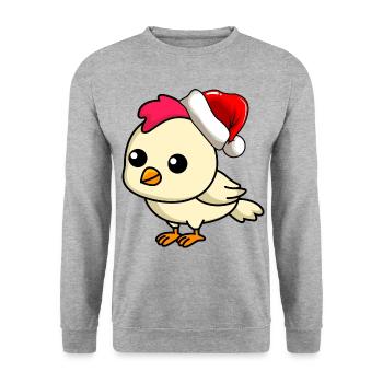 Huhn Comic Weihnachten - Unisex Pullover - Weißgrau meliert - Vorne - Alina (178cm) & Michal (187cm)
