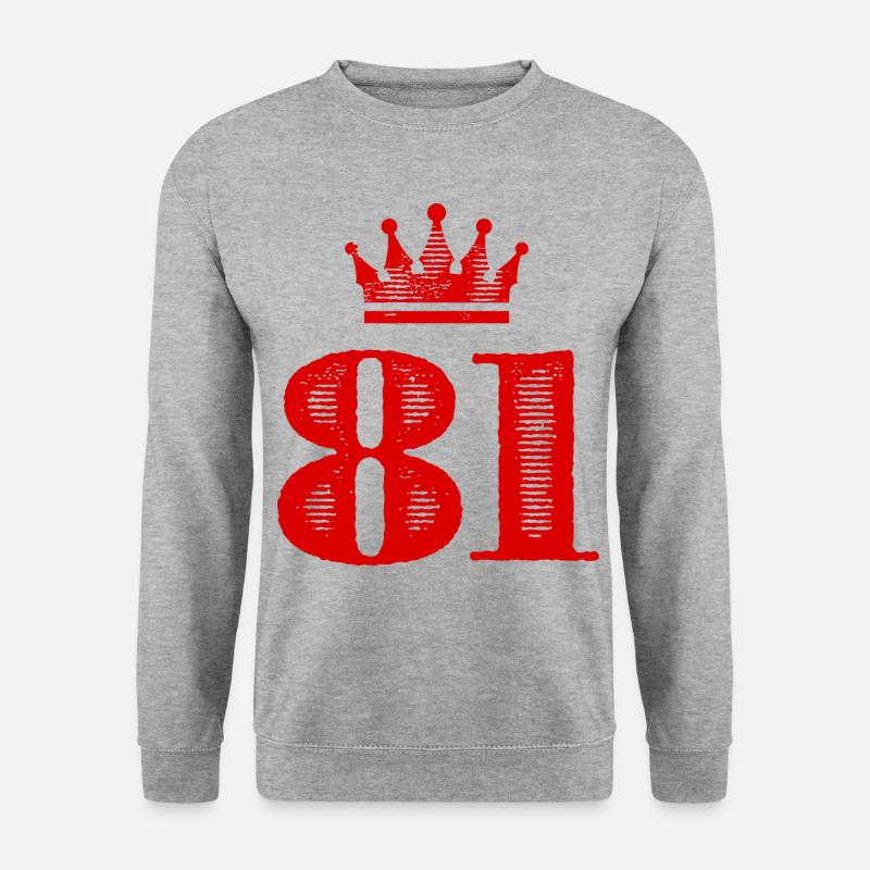81 Zahl Krone - Unisex Pullover - Weißgrau meliert