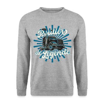 Routier de légende cadeau homme chauffeur routier - Sweat-shirt Unisexe - gris chiné - Devant - Alina (178cm) & Michal (187cm)