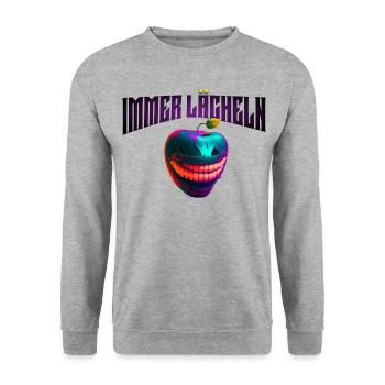 Immer lächeln - Unisex Pullover - Weißgrau meliert - Vorne - Alina (178cm) & Michal (187cm)