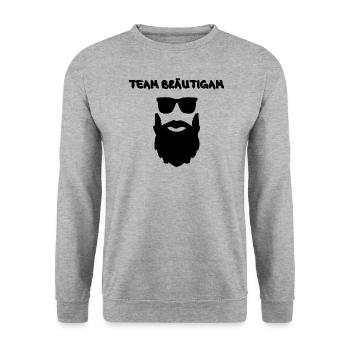 Junggesellenabschied Team Bräutigam Polterabend - Unisex Pullover - Weißgrau meliert - Vorne - Alina (178cm) & Michal (187cm)