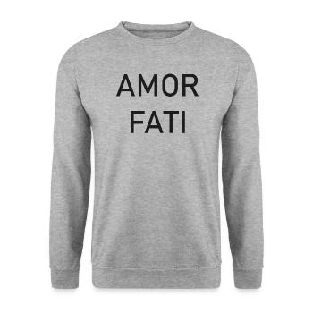 Cupid Fati - Aimez votre destin - Nietzsche - Sweat-shirt Unisexe - gris chiné - Devant - Alina (178cm) & Michal (187cm)