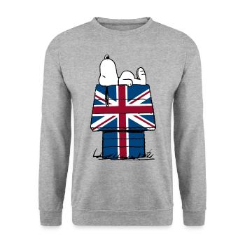 Peanuts Snoopy Union Jack Dog House - Unisex Sweatshirt - salt & pepper - Front - Alina (178cm) & Michal (187cm)