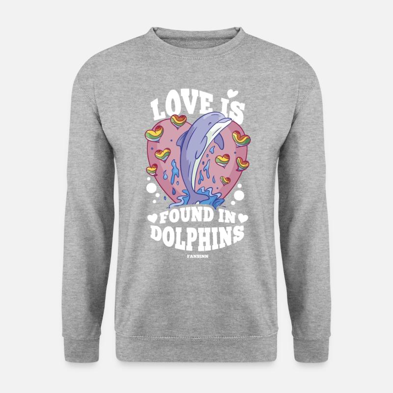 Delfin Delfinschule Säugetier Meer Delfinarium - Unisex Pullover - Weißgrau meliert