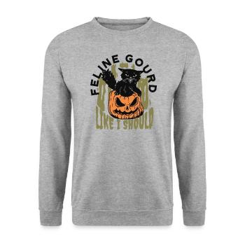 Halloween Cat Feline Gourd Like I Should - Unisex Sweatshirt - salt & pepper - Front - Alina (178cm) & Michal (187cm)