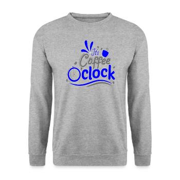 C’est Café o horloge Horloge à café Heure - Sweat-shirt Unisexe - gris chiné - Devant - Alina (178cm) & Michal (187cm)