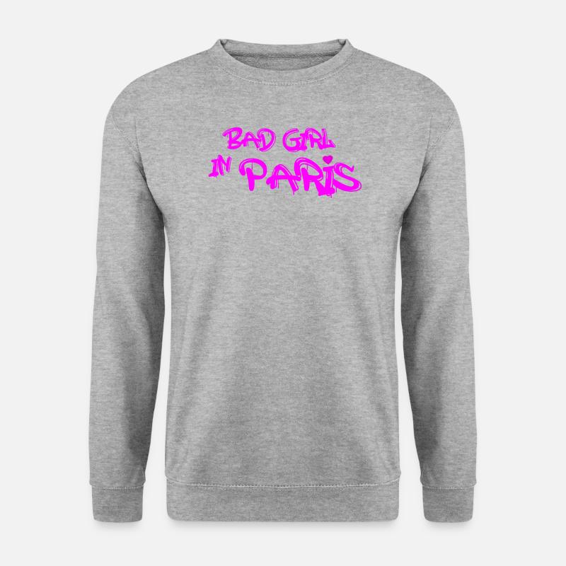 Böses Mädchen in Paris - Unisex Pullover - Weißgrau meliert