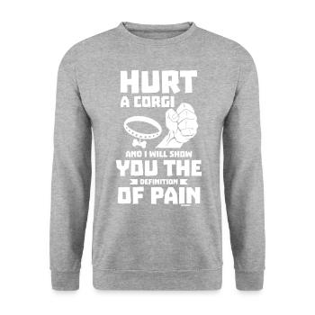 Corgi Hund Haustier - Unisex Pullover - Weißgrau meliert - Vorne - Alina (178cm) & Michal (187cm)