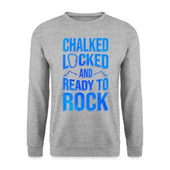 Chalked Locked And Ready To Rock Rock Climber Boul - Unisex Pullover - Weißgrau meliert - Vorne - Alina (178cm) & Michal (187cm)