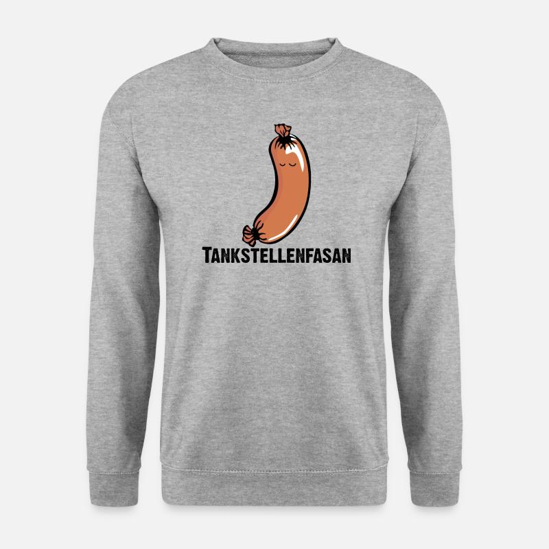 Tankstellenfasan, Knackwurst, Bockwurst, Brühwurst - Unisex Pullover - Weißgrau meliert