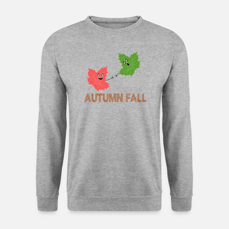 Herbst-Herbst-Lustiges Ahornblatt-Witz-Cartoon-Design - Unisex Pullover - Weißgrau meliert