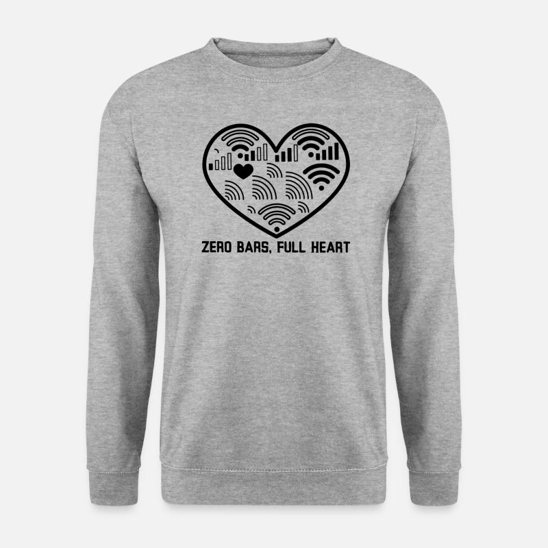 Null Balken, volles Herz - Unisex Pullover - Weißgrau meliert