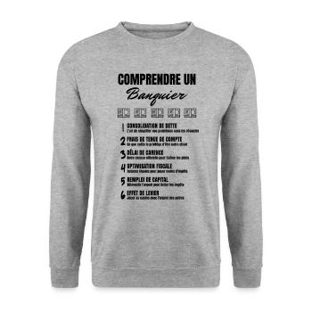 Metier jargon Banquier - Sweat-shirt Unisexe - gris chiné - Devant - Alina (178cm) & Michal (187cm)