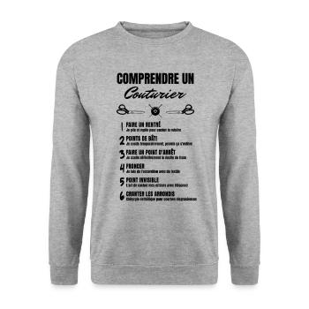 Metier jargon couturier - Sweat-shirt Unisexe - gris chiné - Devant - Alina (178cm) & Michal (187cm)