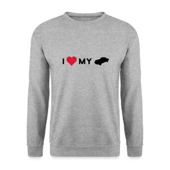 i love my car - Unisex Pullover - Weißgrau meliert - Vorne - Alina (178cm) & Michal (187cm)
