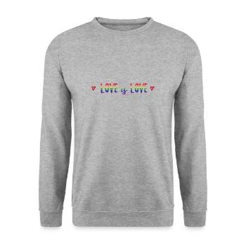 Love is love heart cool saying gay pride LGBT - Unisex Sweatshirt - salt & pepper - Front - Alina (178cm) & Michal (187cm)