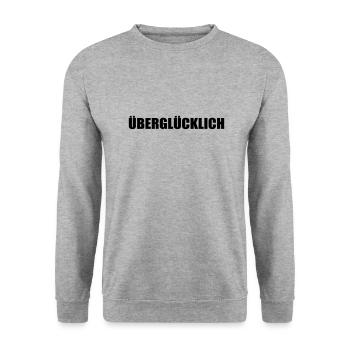 ÜBERGLÜCKLICH - Unisex Pullover - Weißgrau meliert - Vorne - Alina (178cm) & Michal (187cm)