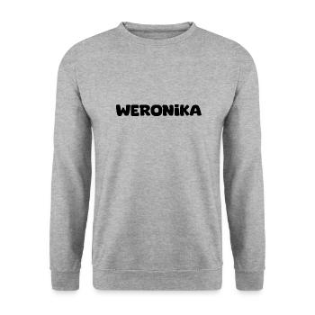 Name - Weronika - Unisex Sweatshirt - salt & pepper - Front - Alina (178cm) & Michal (187cm)