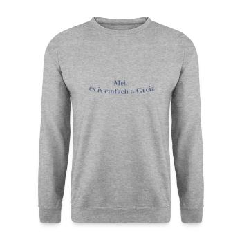 Einfach a Greiz - Unisex Pullover - Weißgrau meliert - Vorne - Alina (178cm) & Michal (187cm)