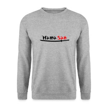 Mama San - Unisex Pullover - Weißgrau meliert - Vorne - Alina (178cm) & Michal (187cm)