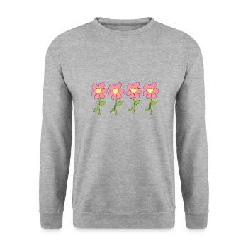 flower symbol nature plant four flowers - Unisex Sweatshirt - salt & pepper - Front - Alina (178cm) & Michal (187cm)