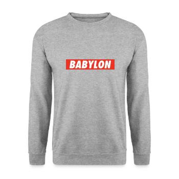 Babylon Down Rasta Reggae Rastafari One Love Roots - Unisex Pullover - Weißgrau meliert - Vorne - Alina (178cm) & Michal (187cm)