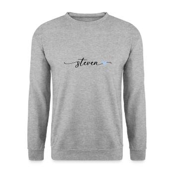 Steven Name Calligraphy Font - Unisex Sweatshirt - salt & pepper - Front - Alina (178cm) & Michal (187cm)
