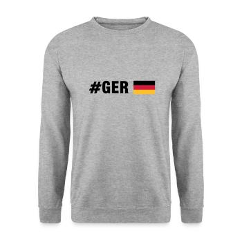 #GER (3c) - Unisex Pullover - Weißgrau meliert - Vorne - Alina (178cm) & Michal (187cm)
