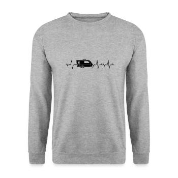 Camping Herzschlag Camper Wohnmobil - Unisex Pullover - Weißgrau meliert - Vorne - Alina (178cm) & Michal (187cm)