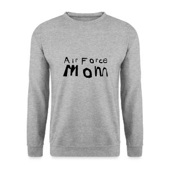 Mutter | Mama | Frau | Eltern | Air Force Mom - Unisex Pullover - Weißgrau meliert - Vorne - Alina (178cm) & Michal (187cm)