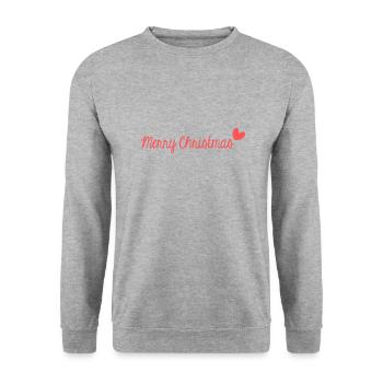 WEIHNACHTEN. FROHE WEIHNACHTEN. FROHE WEIHNACHTEN. NEUJAHR - Unisex Pullover - Weißgrau meliert - Vorne - Alina (178cm) & Michal (187cm)