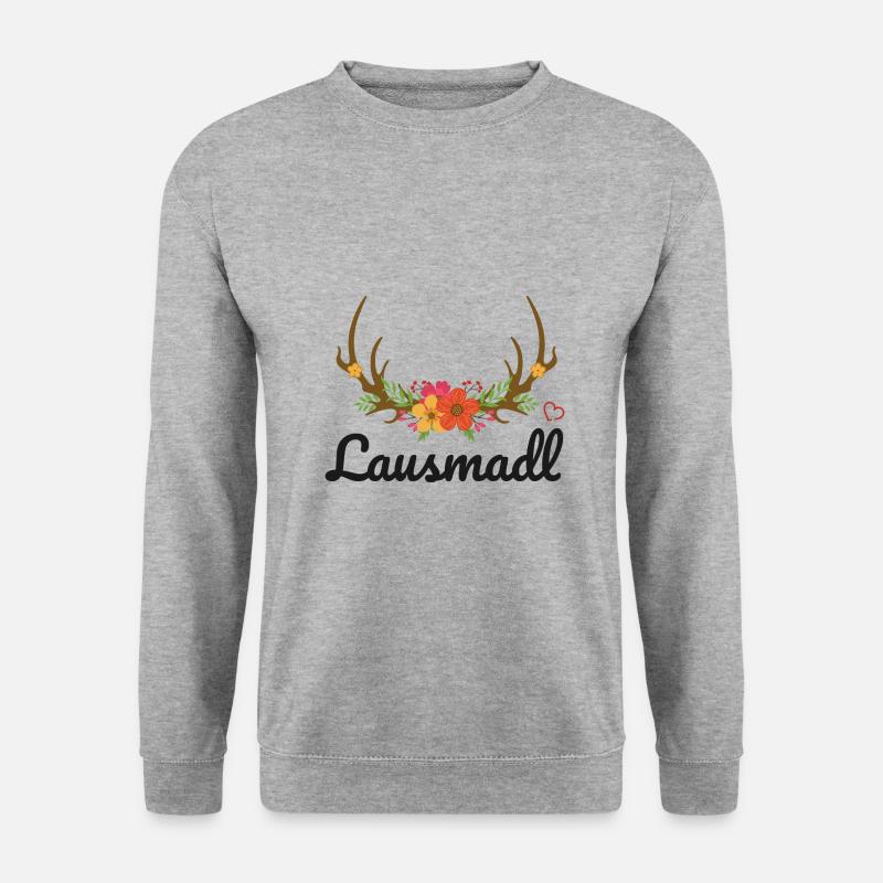 Lausmadl | Trachten Mode Dirndl - Unisex Pullover - Weißgrau meliert